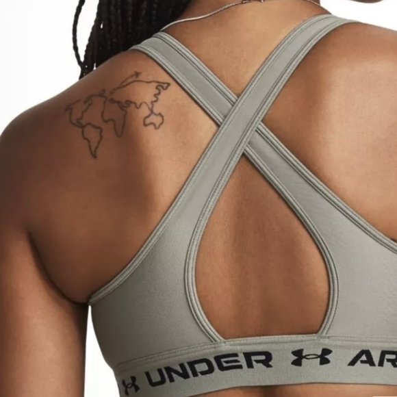 Under Armour Crossback Mid Bra, Sports Bra With Compression Green Size L NWOT - Picture 2 of 9